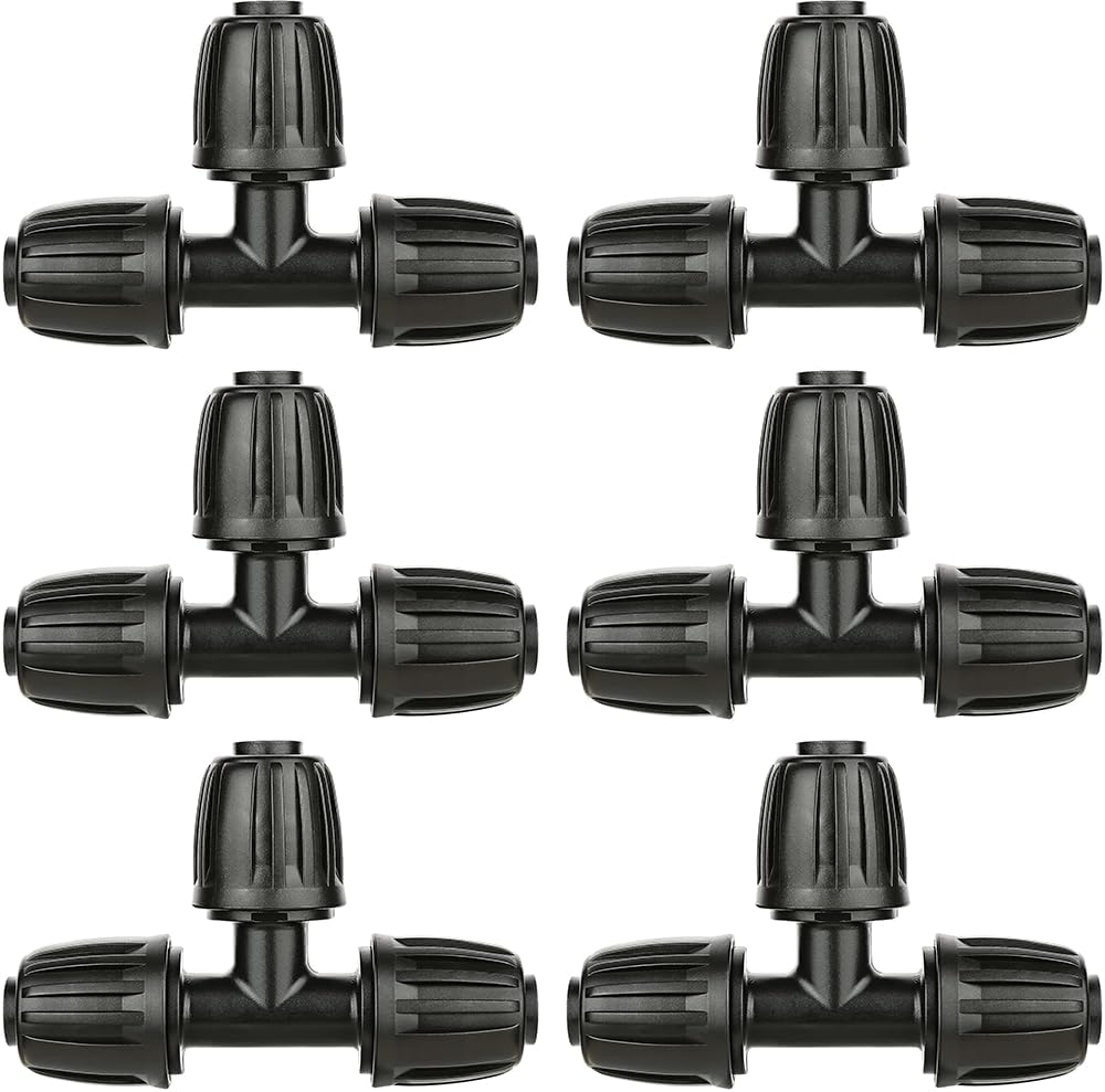 Accesorios de riego por goteo de 12 pulgada, conectores en T de púas para Rain Bird, Orbita, tubo de riego por goteo, 10 unidades