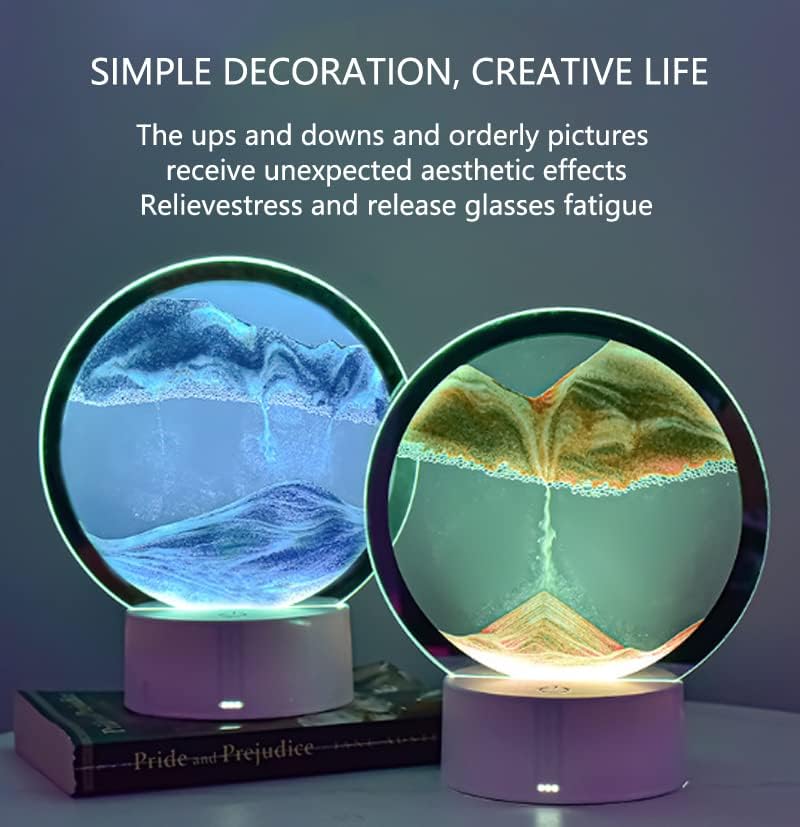 TEDATATA Lámpara de mesa creativa de pintura de arena, Luz de pintura de arena movediza de lujo, Decoración de atmósfera pequeña luz de noche,