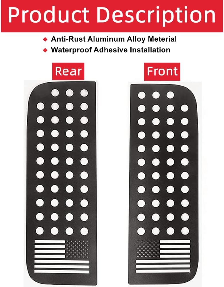 POETRYXIAO Calcomanías para ventana trasera, calcomanías de aleación de aluminio, cubierta de panel de vidrio, estilo bandera de EE. UU. para Jeep