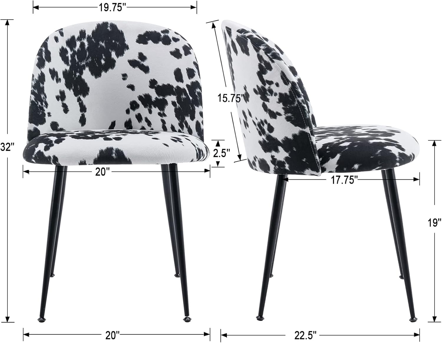 Guyou Juego de 2 sillas de comedor tapizadas de tela, sillas laterales modernas para invitados, respaldo redondo, sillas decorativas modernas con