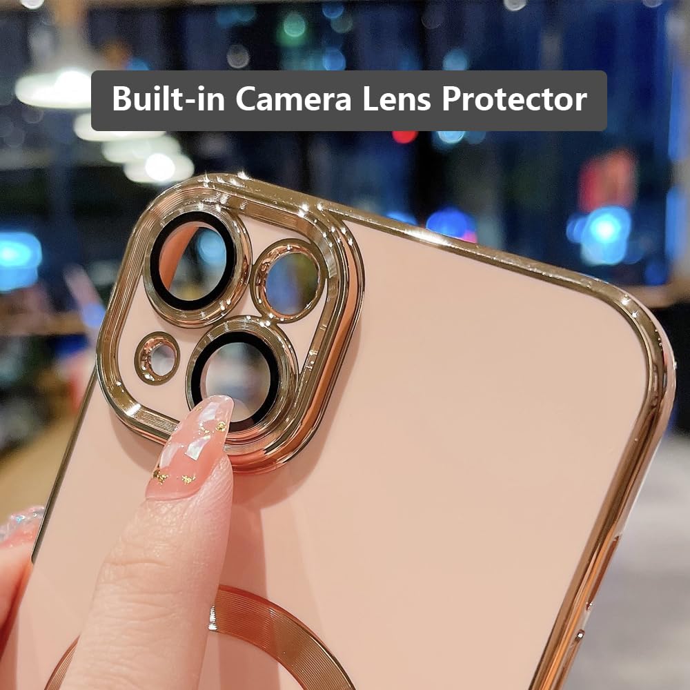 ZinLyuen Diseñada para iPhone 14, compatible con MagSafe protector de lente de cámara integrado, a prueba de golpes, funda magnética de silicona