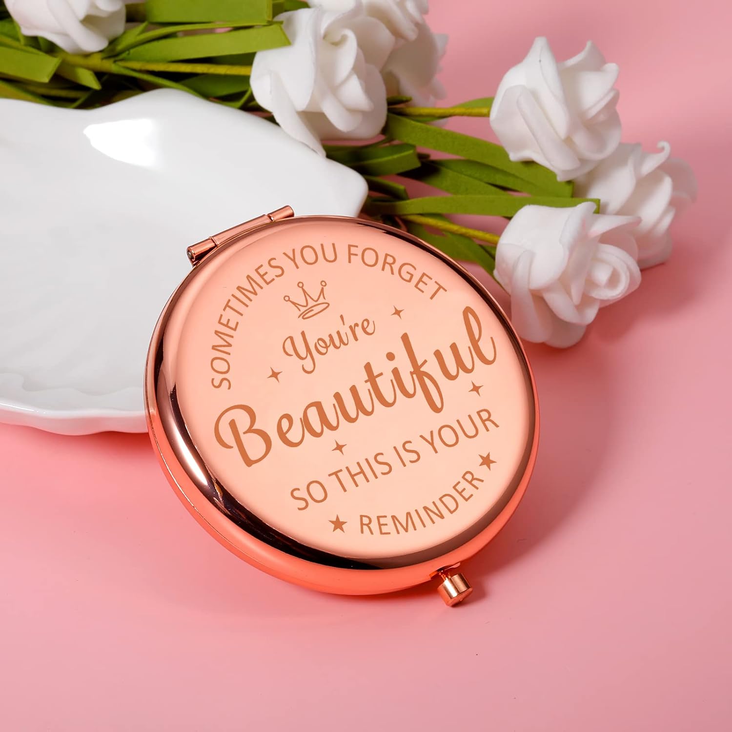 XPENMULBOJA Regalos de Navidad para mujer, espejo de maquillaje para cumpleaños, Navidad, espejo compacto, regalos para niña, hija, mamá, amigas,