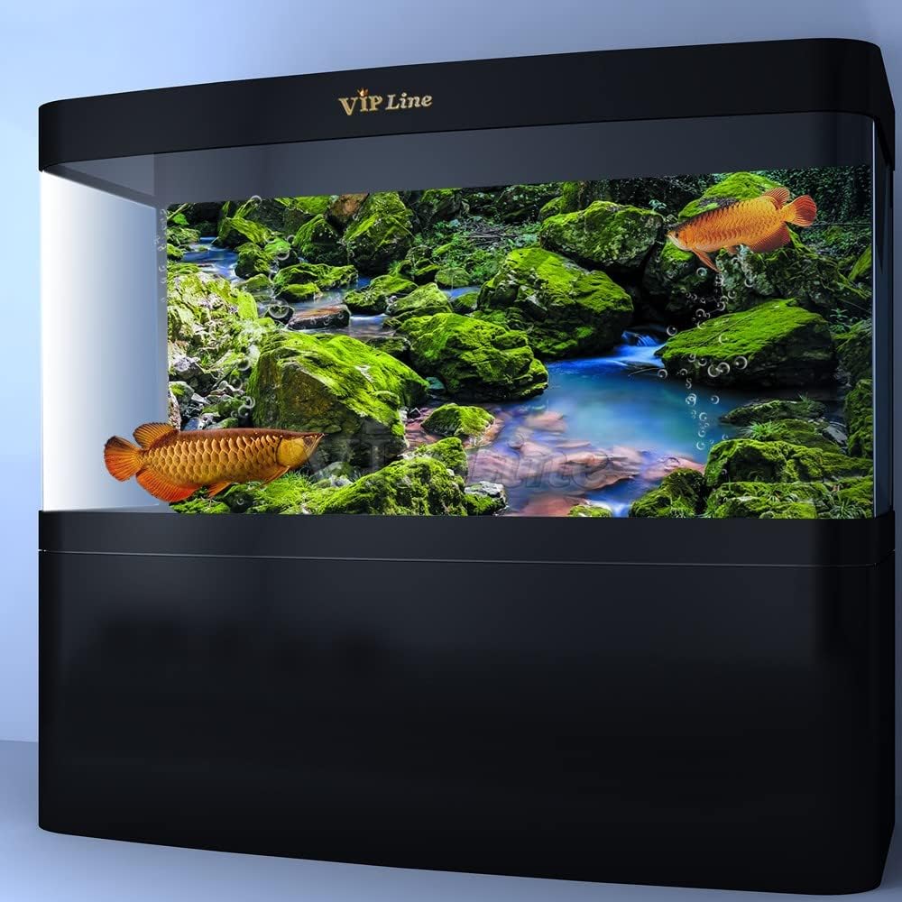 Póster de fondo de acuario de piedra de musgo verde con fondo de acuario, decoración de fondo de pecera (72 x 20 pulgadas72.0 x 20.1 in)