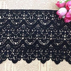 5.5 in de ancho, patrón largo de Europa, bordado inelástico, borde de encaje, cubierta de cortina para novia, ropa y accesorios (4 yardas en un 5.5 in de ancho, patrón largo de Europa, bordado inelástico, borde de encaje, cubierta de cortina para novia, ropa y accesorios (4 yardas en un