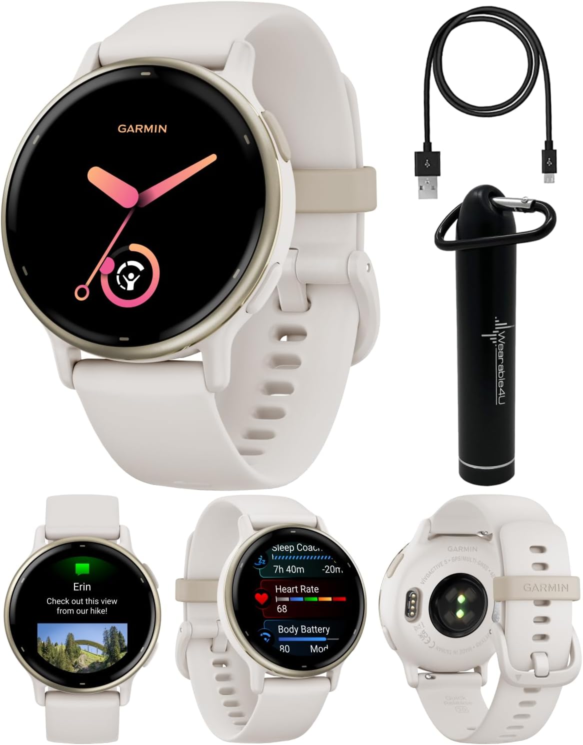 Wearable4U Garmin Vivoactive 5 Reloj inteligente GPS de salud y fitness, pantalla AMOLED de 1.2 pulgadas, hasta 11 días de batería, bisel de