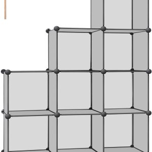 TomCare – Organizador de almacenamiento de 9 cubos, estantes de plástico para armar, estantería modular de libros para el dormitorio, la sala de TomCare – Organizador de almacenamiento de 9 cubos, estantes de plástico para armar, estantería modular de libros para el dormitorio, la sala de