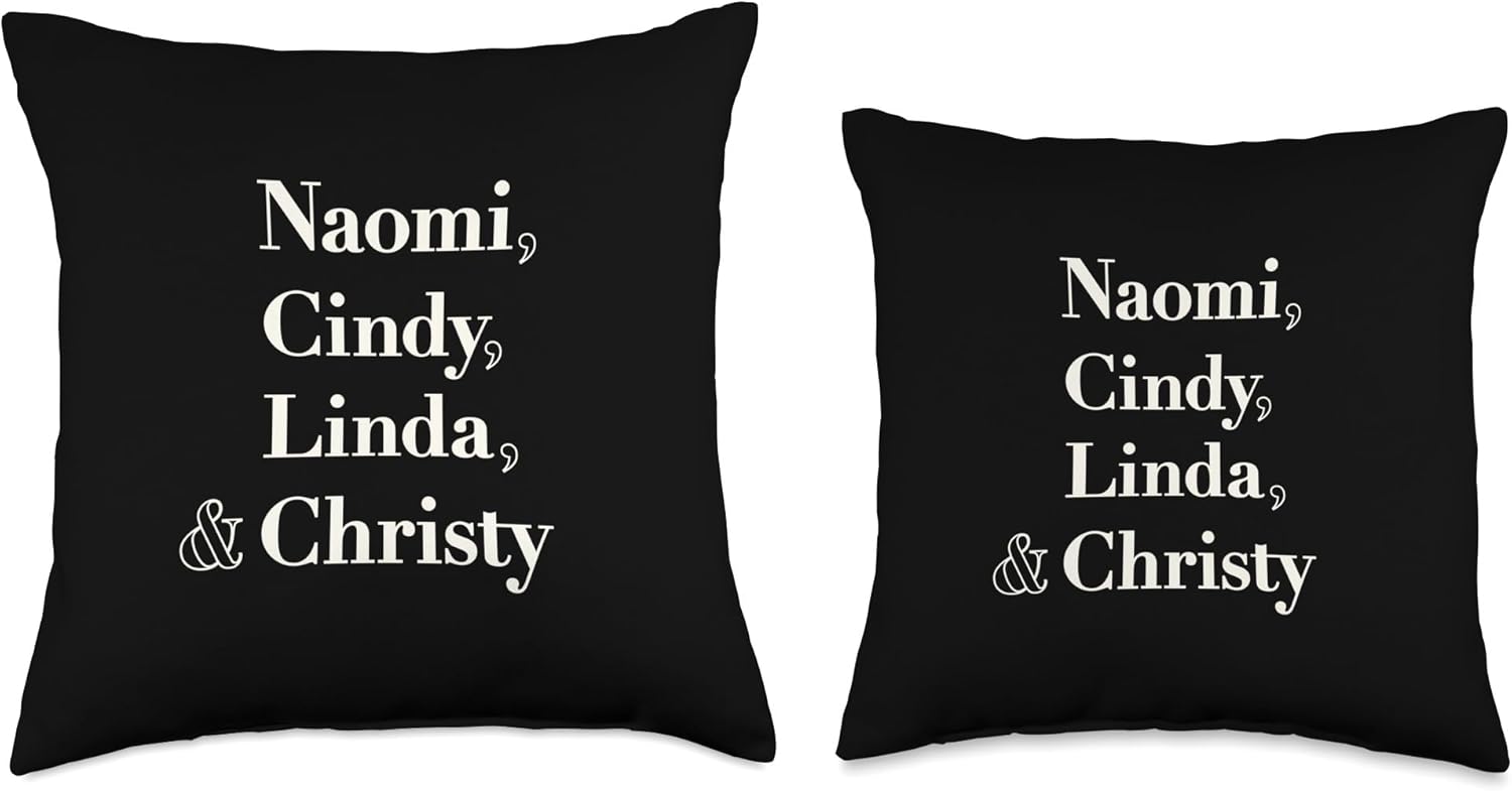 90s Supermodels Glam Nostalgia Naomi, Cindy, Linda, Christy-90s Supermodels – Almohada de 16 x 16 pulgadas, multicolor