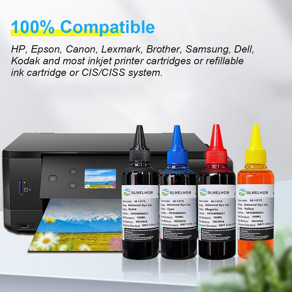 Kit universal de recarga de tinta de tinte para HP Canon Epson Brother Lexmark Samsung Dell Kodak impresoras de inyección de tinta de 5 colores