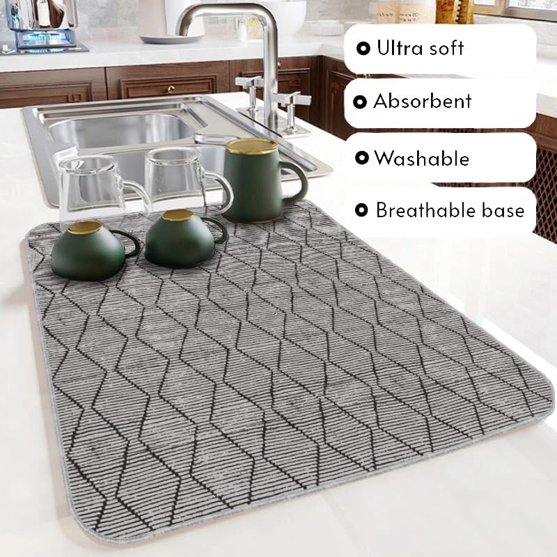 DEVBEST Tapete para secar platos  Tapetes de secado de platos ultra absorbentes  Lavable a máquina y secado súper rápido  Solución práctica para