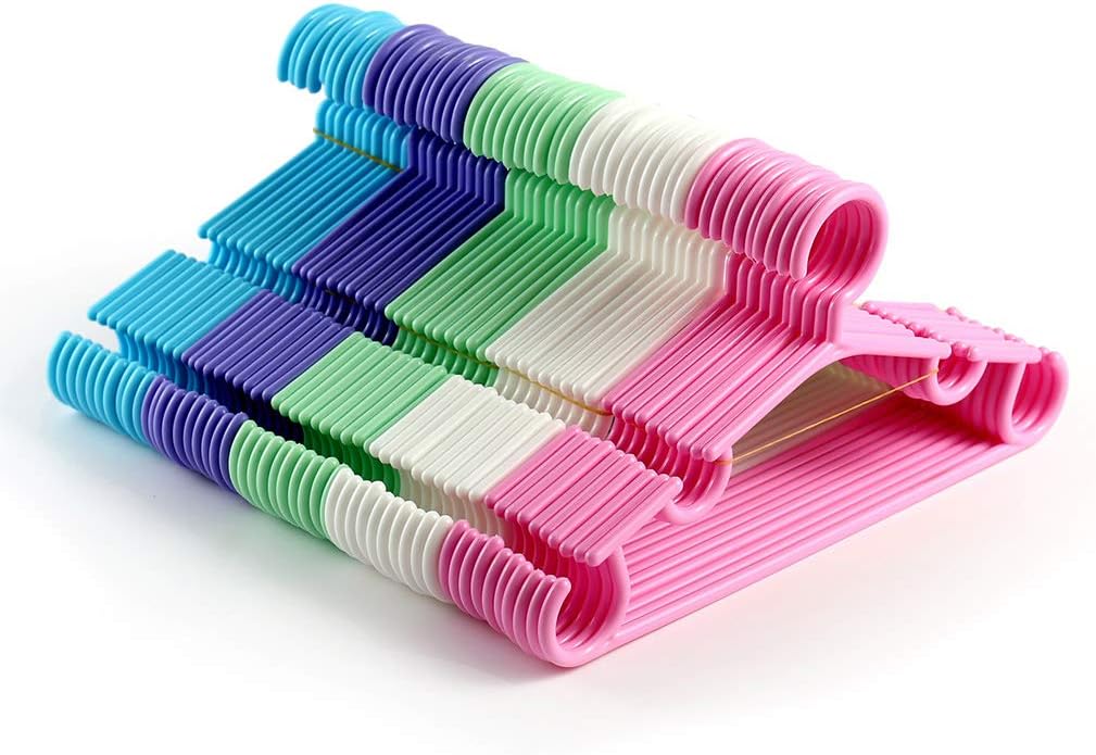 10 piezasjuego de percha tubular para ropa de bebé, perchas de plástico duradero para guardería, camisa, abrigo, pantalones, pantalones, trajes de