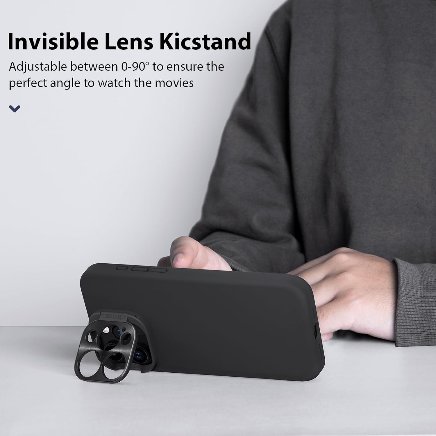 Nillkin CamShield – Funda para iPhone 15 Pro con soporte para cámara, funda de silicona líquida compatible con MagSafe, funda magnética sedosa para