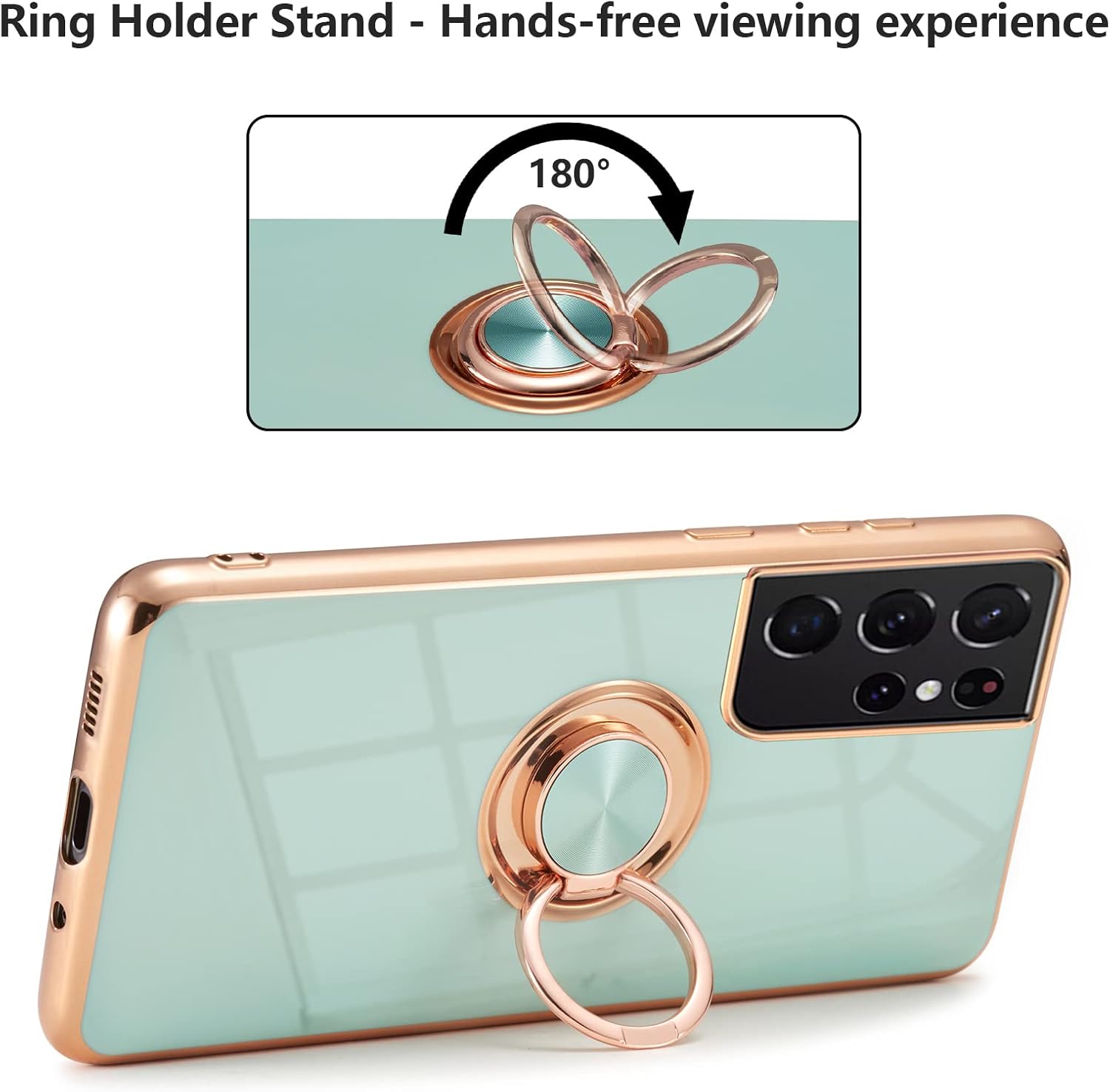 EYZUTAK Funda magnética galvanizada para Samsung Galaxy S20 FE 5G, 360 grados con rotación de metal, soporte magnético para anillo de dedo para