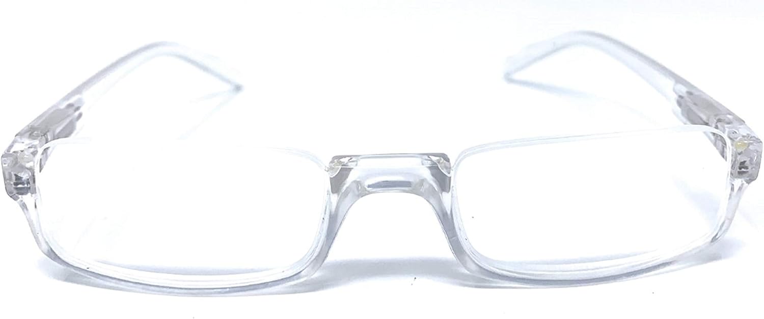 The Parker – Lentes de lectura rectangulares de medio marco, lectores unisex sin montura + 1.25 transparente