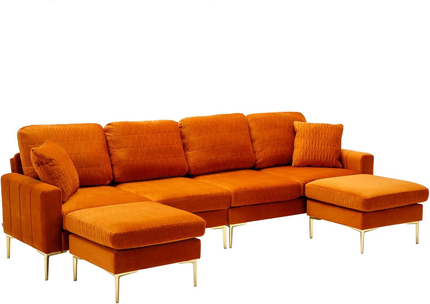 Sofá modular en forma de U de 113 pulgadas, sofá modular de terciopelo con dos otomanas y funda extraíble, sofá de asiento profundo de 4 plazas para