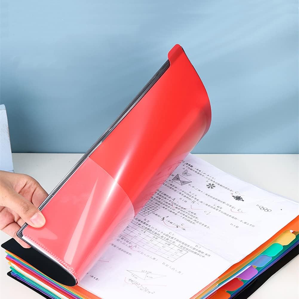 Carpeta organizadora de archivos expansible 24 bolsillos tamaño A4, carpeta de archivos de color con forro de arco iris de plástico, diseñada para