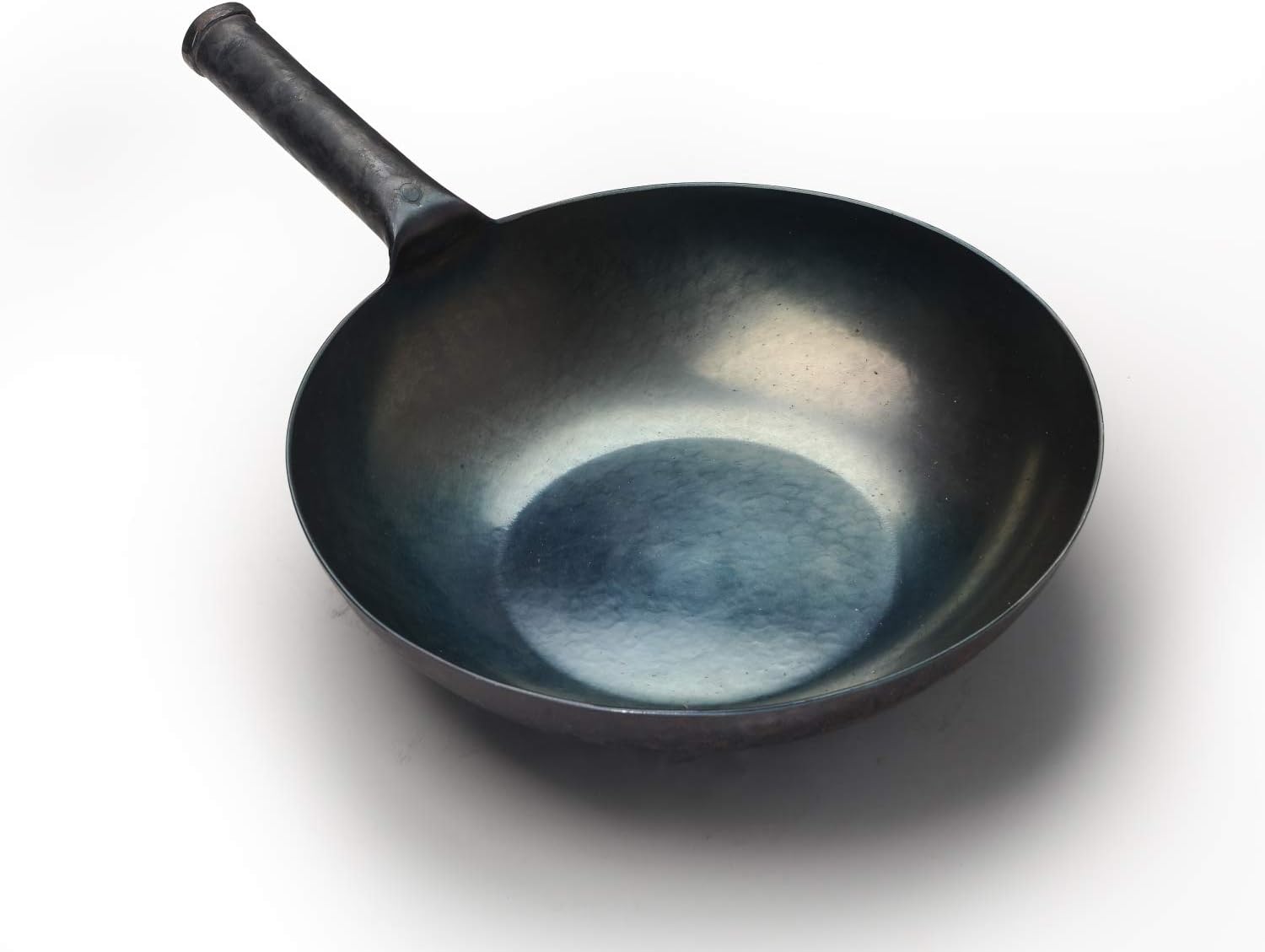 ZhenSanHuan – Wok de hierro martillado a mano, parte inferior plana por inducción (mango de hierro de 12.6 in)