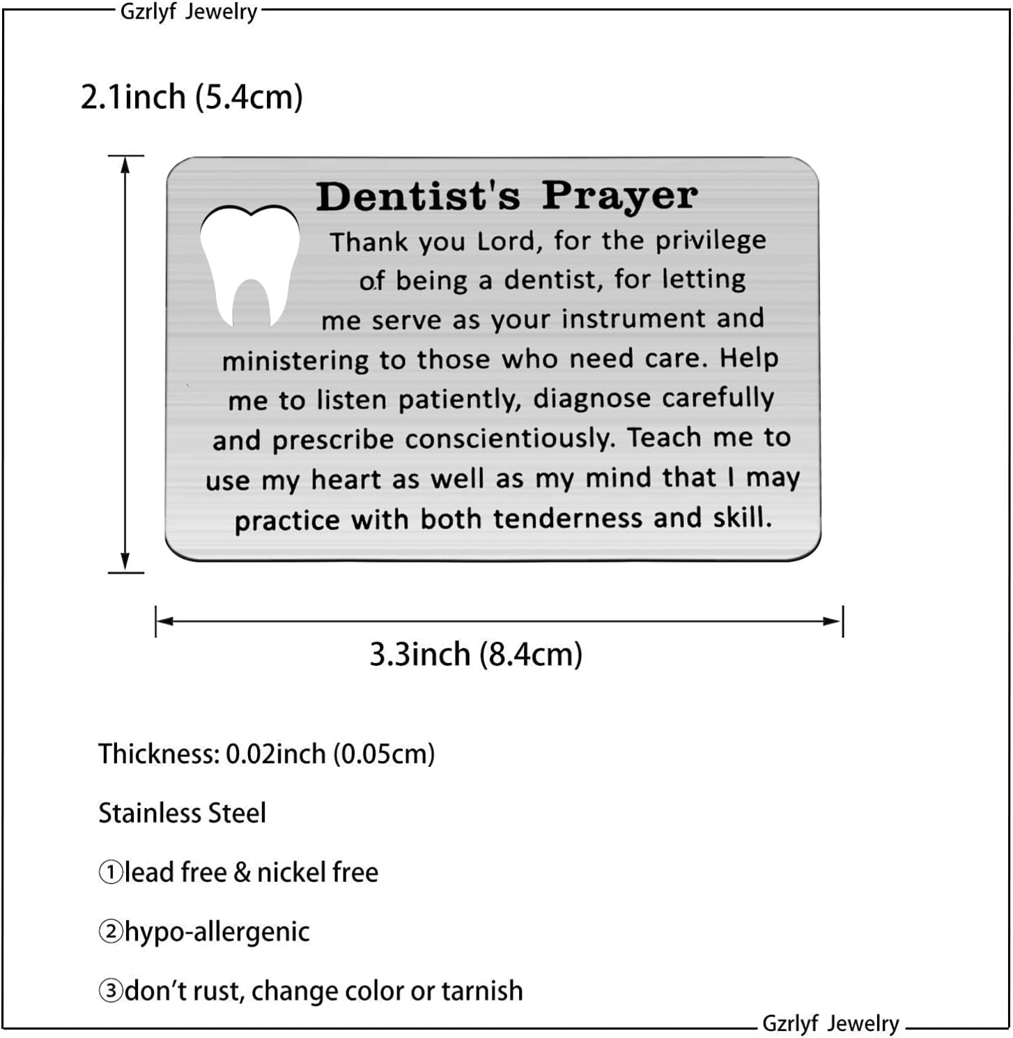 Gzrlyf Tarjeta de regalo para dentista, tarjeta de oración del dentista, regalos dentales para dentista, asistente dental, regalos de graduación,