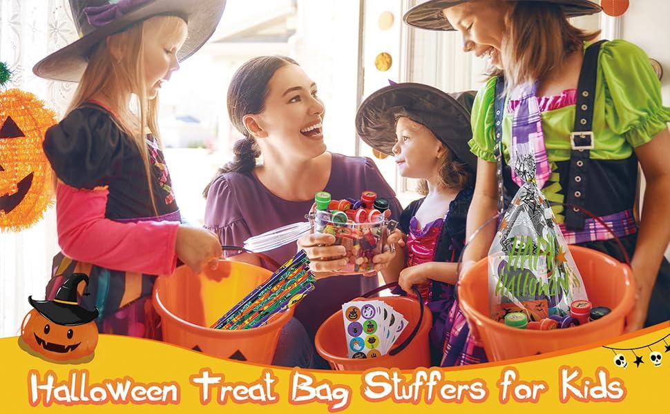 Paquete de 30 artículos de papelería de fiesta de Halloween para el aula de niños, más de 240 piezas de bolsas de golosinas de Halloween a granel