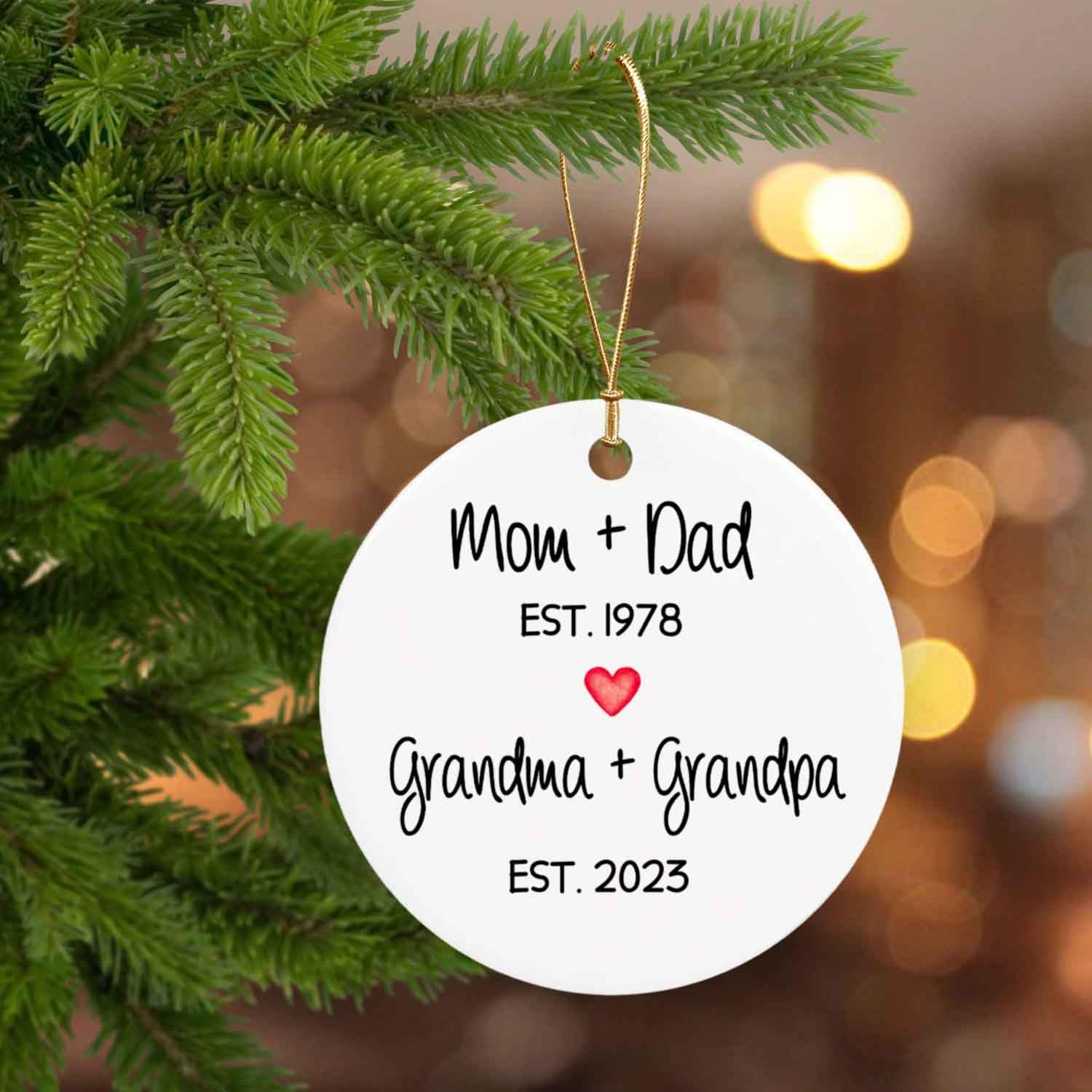 Adorno de Navidad para mamá y papá, abuela y abuelo, adorno personalizado para abuelos nuevos, regalo de recuerdo familiar personalizado para el