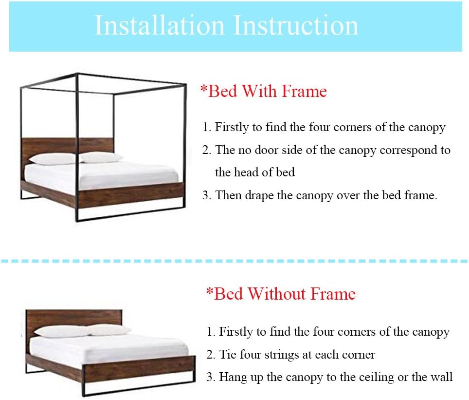 JQWUPUP Cortinas de cama con dosel, mosquitera de 4 esquinas con volantes princesas, dosel de cama para niñas y niños, cuna, decoración de