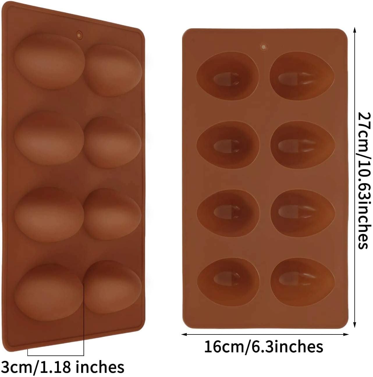 Molde de silicona para huevos de Pascua, moldes de chocolate de 8 cavidades, huevos de Pascua, moldes de silicona para mantequilla de maní,