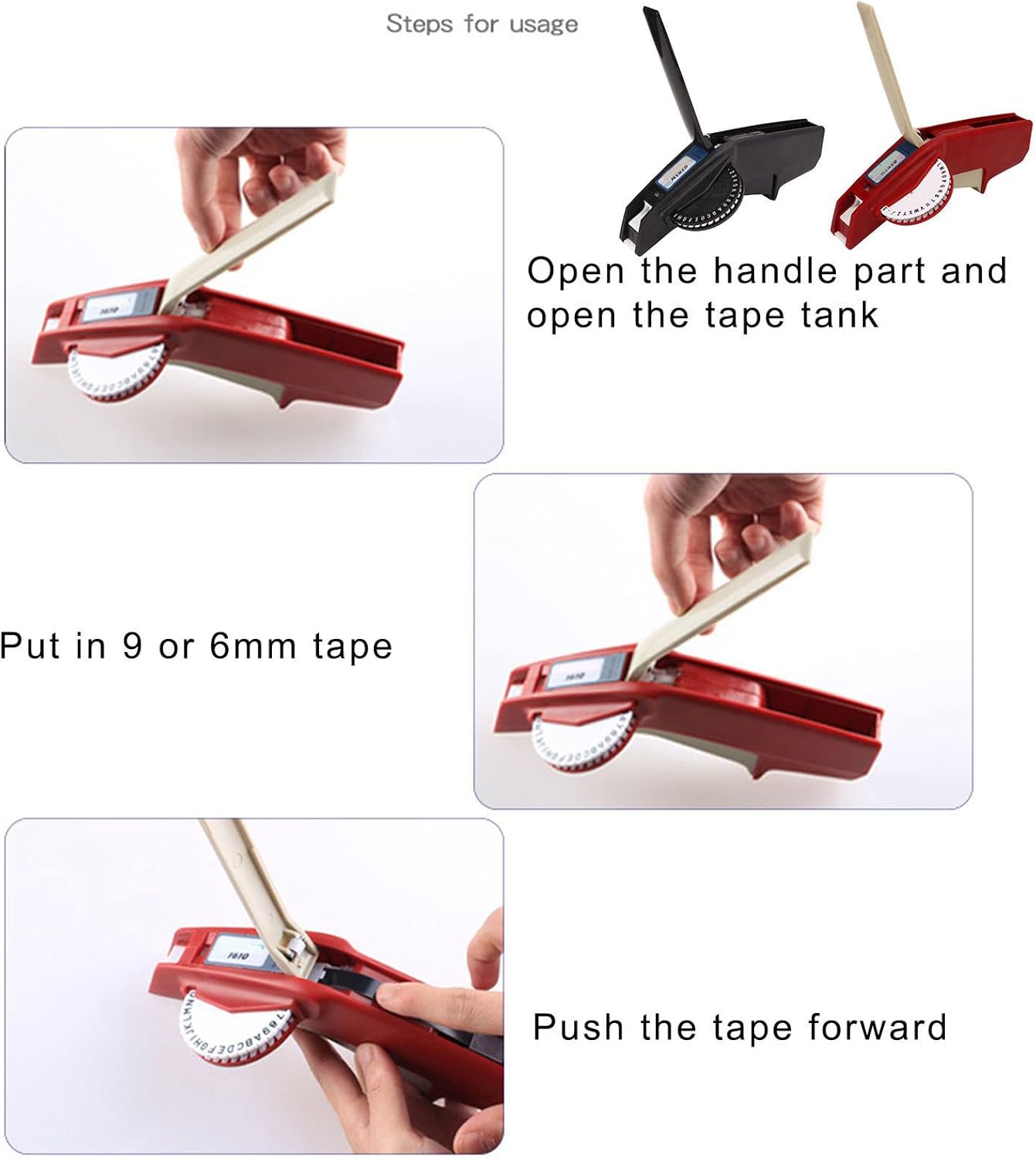 Impresora de etiquetas en relieve, impresora manual de etiquetas ABS de alta calidad, letras de números claras fuertes y duraderas para oficina,