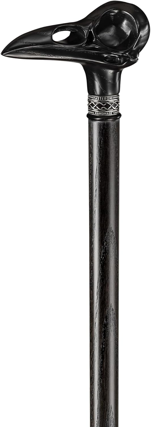 Cool Plague Doctor Cane – Elegante bastón steampunk para hombres y mujeres – Bastón negro tallado con calavera de cuervo
