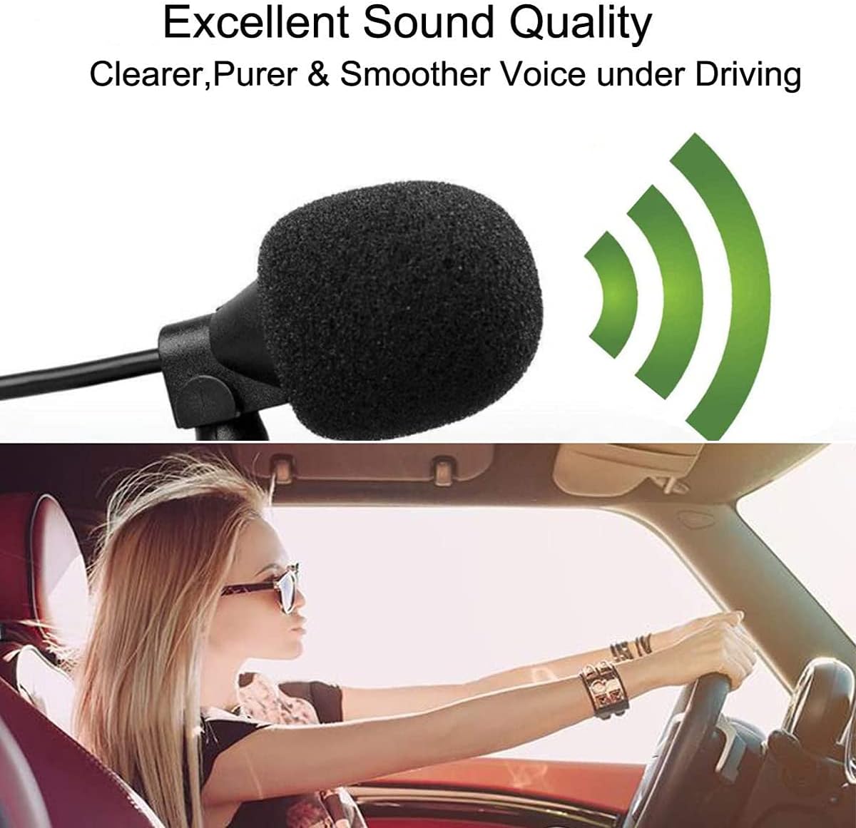 Micrófono de coche de 0.138 in, micrófono para unidad principal de vehículo GPS habilitado para DVD, micrófono de audio estéreo con cable de 9.8 ft,