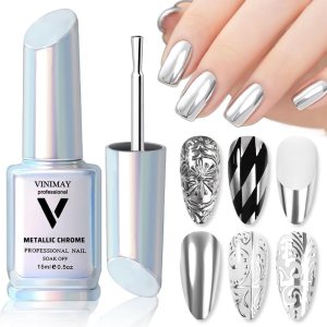Gel de pintura metálica de 0.5 fl oz, esmalte de uñas de gel de espejo cromado plateado, pintura de metal 3D, gel de dibujo de espejo de uñas, gel Gel de pintura metálica de 0.5 fl oz, esmalte de uñas de gel de espejo cromado plateado, pintura de metal 3D, gel de dibujo de espejo de uñas, gel