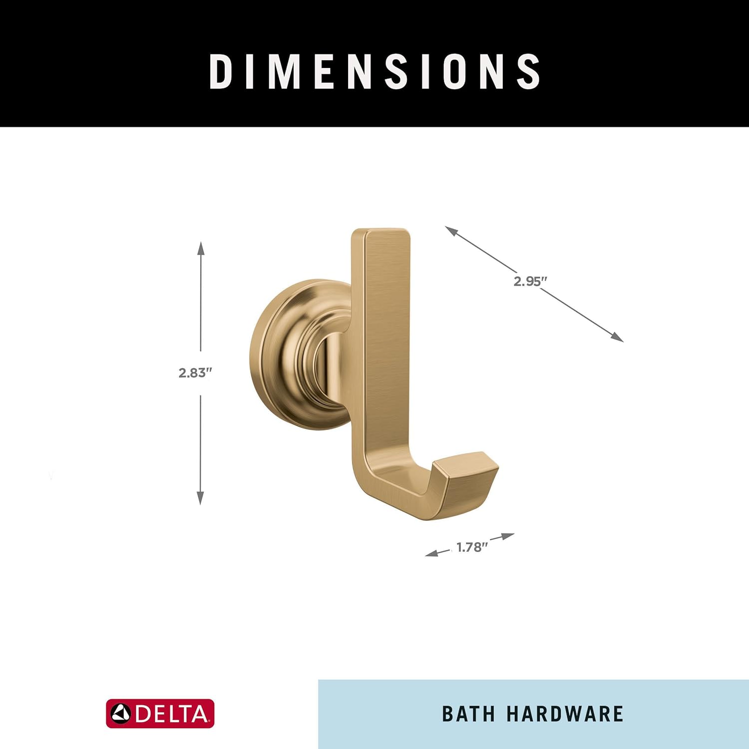 DELTA FAUCET 78935-CZ Tetra – Accesorio de baño con gancho doble para toallas en bronce champán