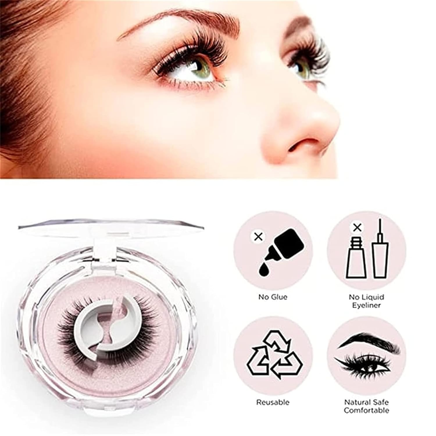 Banrlopu – Pestañas de ojos Miss Really, 5 pares de pestañas autoadhesivas naturales para mujeres, sin pegamento, pestañas autoadhesivas, pestañas