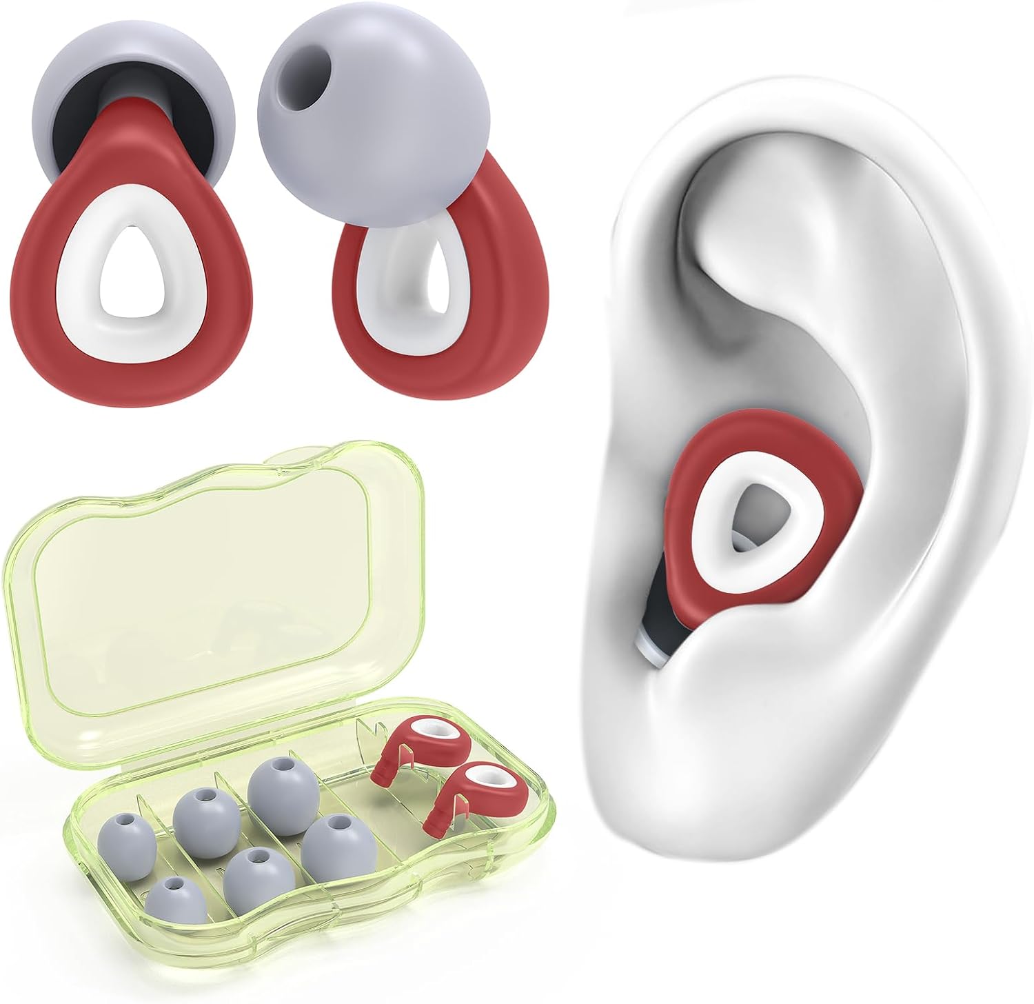 FNGXX Tapones para los oídos para reducción de ruido, tapones de silicona flexibles reutilizables para dormir, conciertos, motocicletas, aviones y