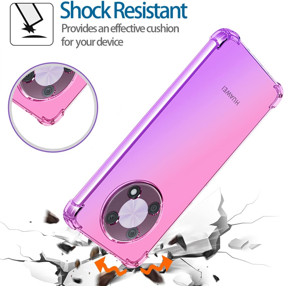 Funda para Huawei Nova Y90Enjoy 50 Pro CTR-LX2, funda transparente degradada delgada antiarañazos TPU a prueba de golpes funda protectora para
