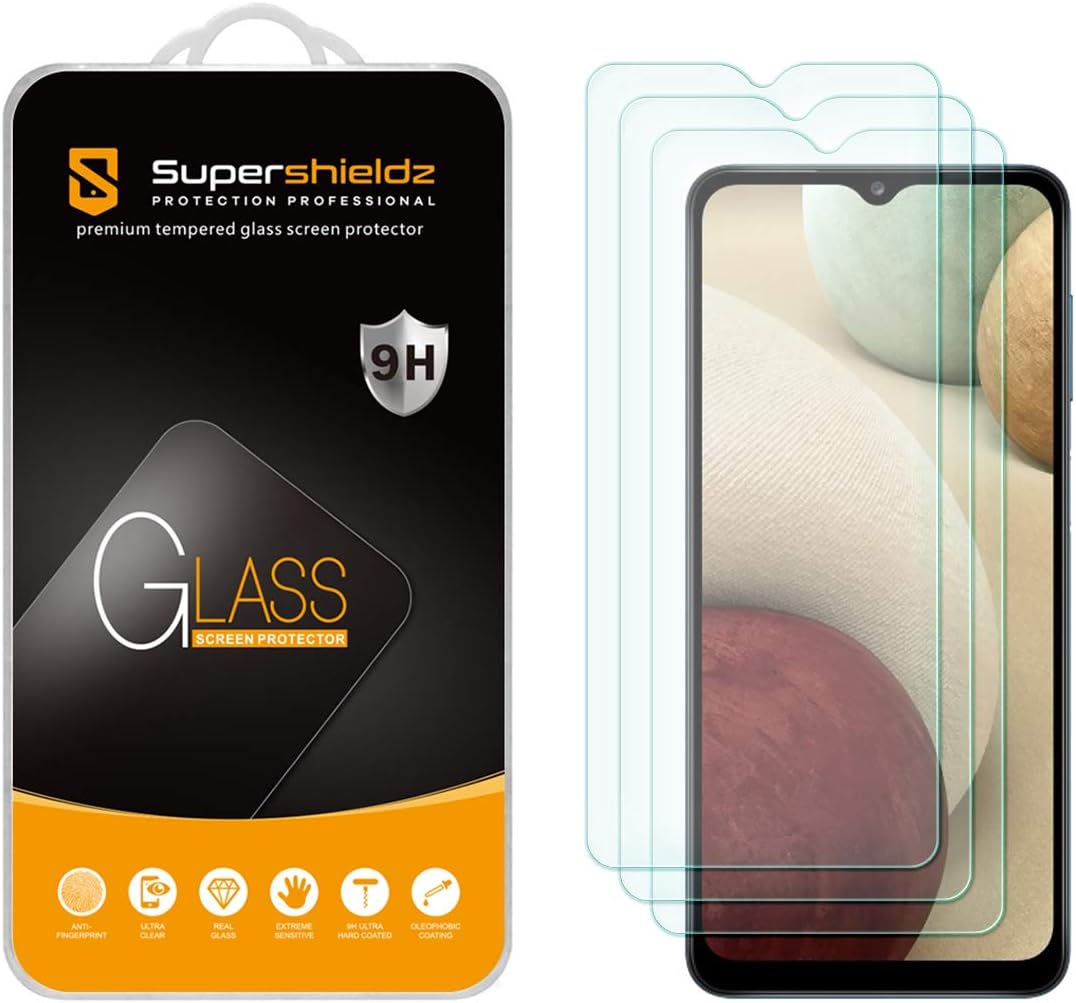 Supershieldz Protector de pantalla de vidrio templado diseñado para Samsung Galaxy A13 5G, A13 LTE, A12, antiarañazos, sin burbujas