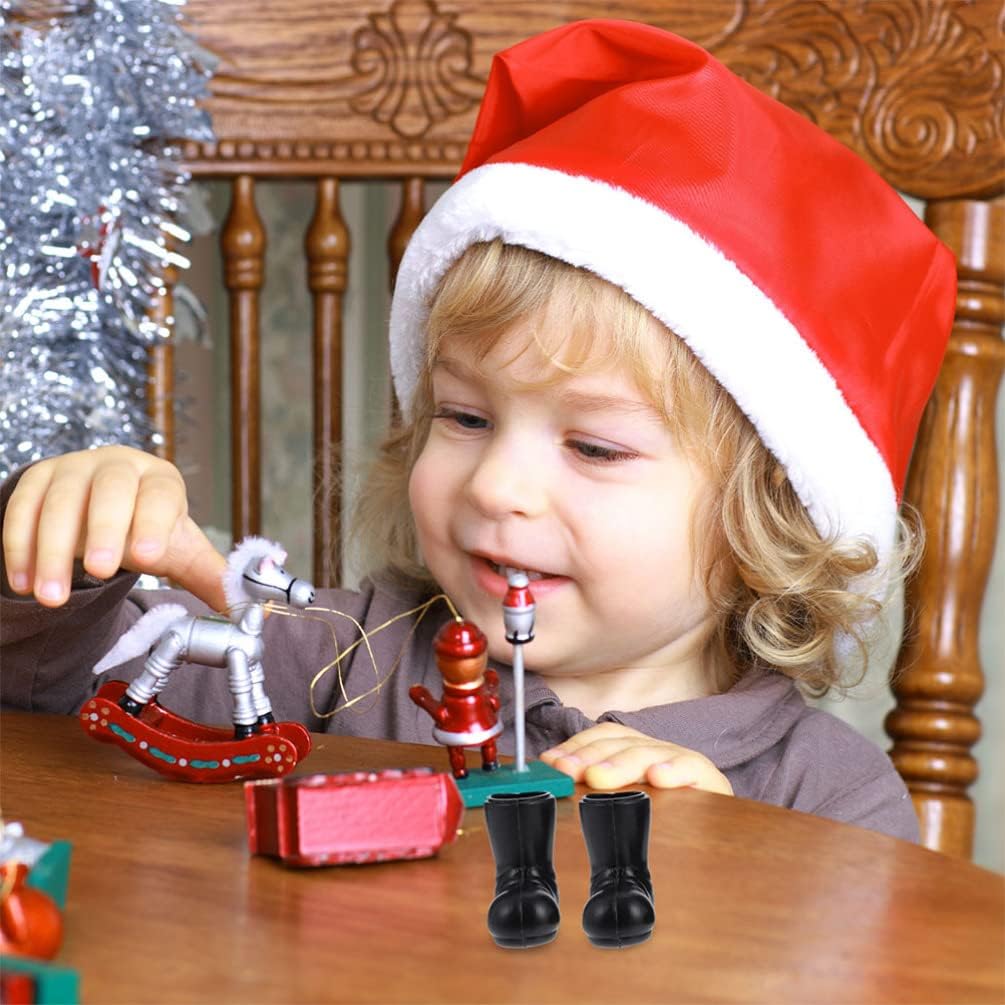 Toddmomy Mini botas de Papá Noel de Navidad, 7 pares de mini zapatos decorativos, botas de tobillo en miniatura, adornos de muñeca de Papá Noel para