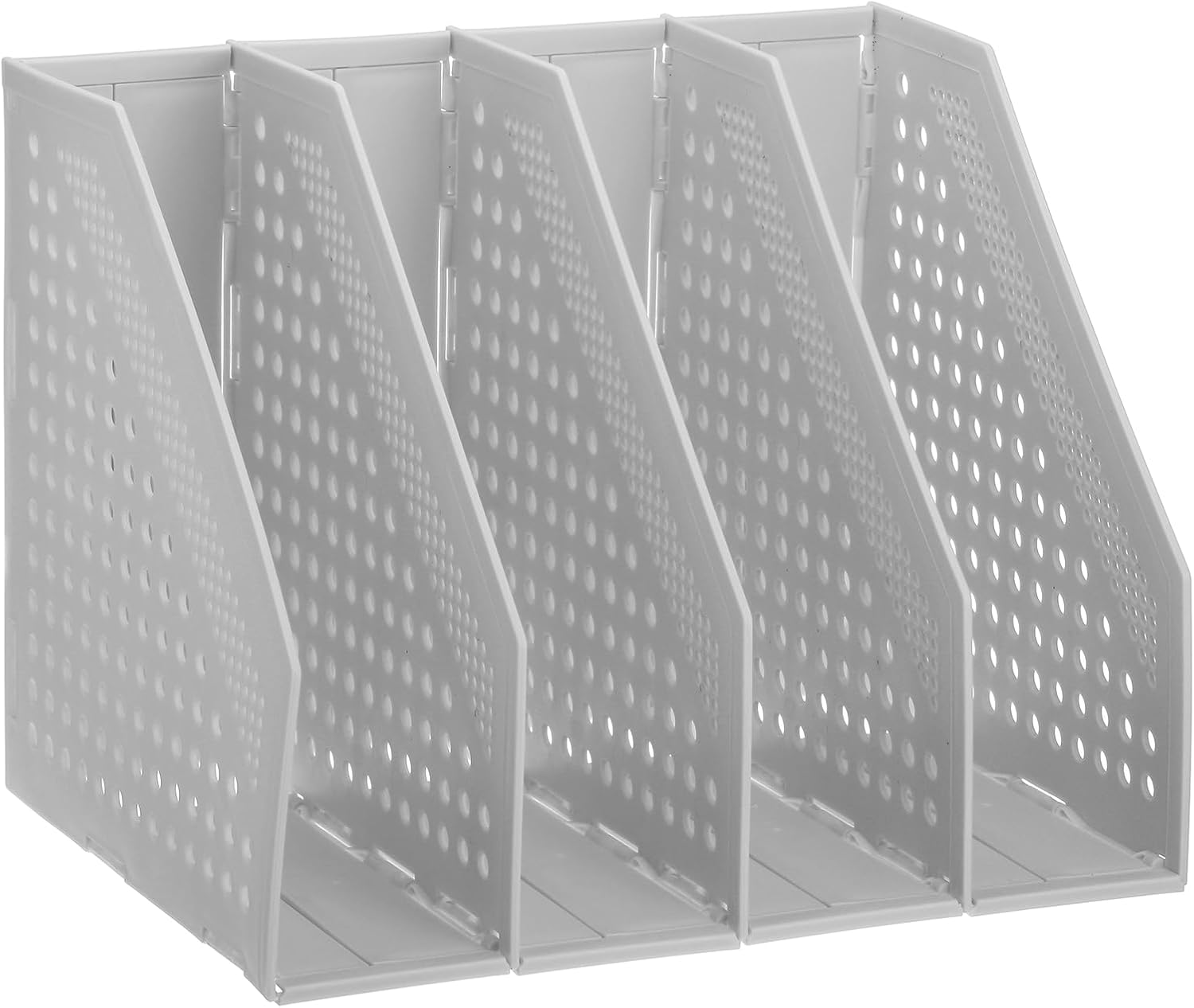 PATIKIL Soporte plegable para archivadores, 4 compartimentos verticales, organizador de escritorio resistente para oficina, libros, organización de