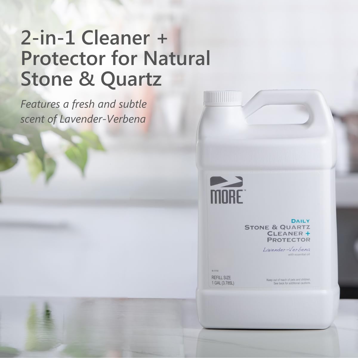 More Limpiador de piedra y cuarzo + protector  Limpiador de granito, cuarzo y mármol  para encimeras de cocina y baño  Recambio de aerosol de