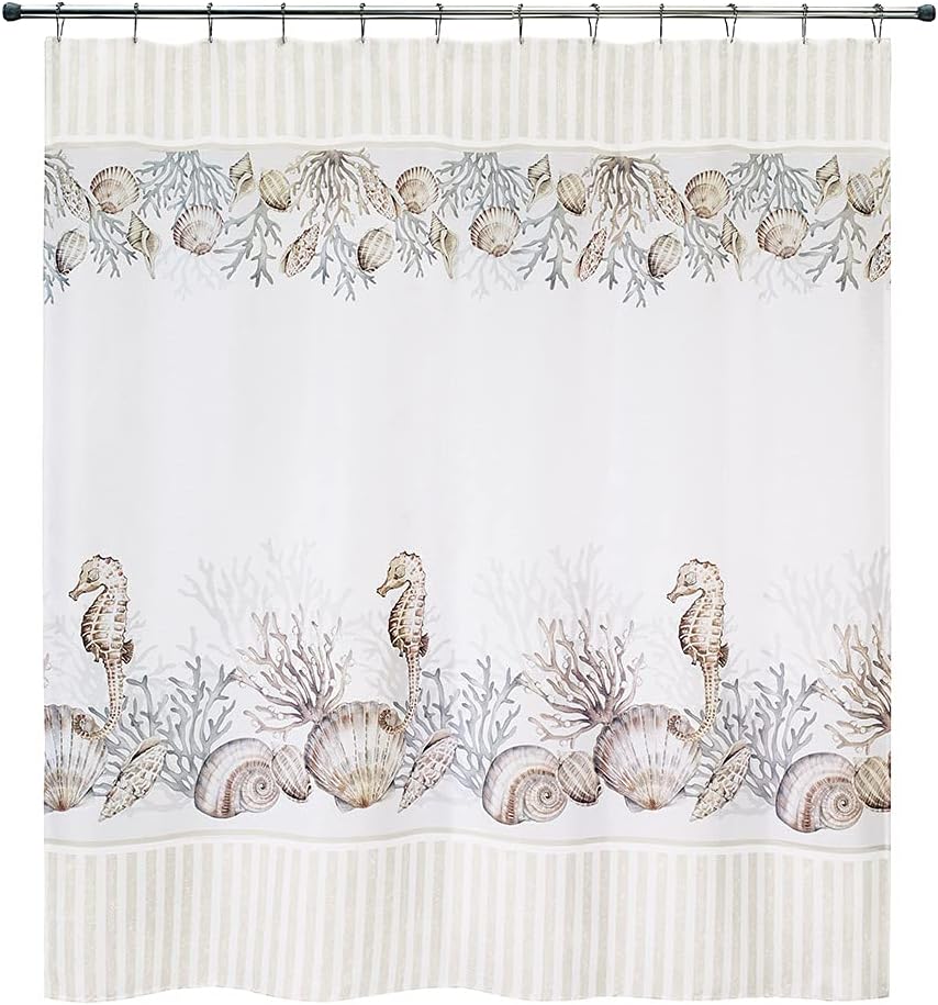 Avanti Linens – Cortina de ducha de tela, decoración de baño inspirada en Sealife (colección Destin, 72 pulgadas)