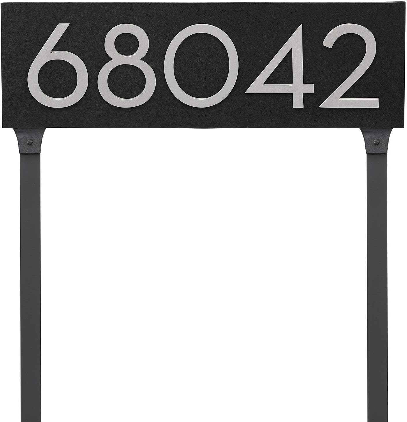 Placa de dirección horizontal flotante moderna de 4 pulgadas con estacas de césped, letrero de dirección montado, letrero de números de casa,