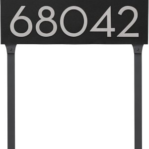 Placa de dirección horizontal flotante moderna de 4 pulgadas con estacas de césped, letrero de dirección montado, letrero de números de casa, Placa de dirección horizontal flotante moderna de 4 pulgadas con estacas de césped, letrero de dirección montado, letrero de números de casa,