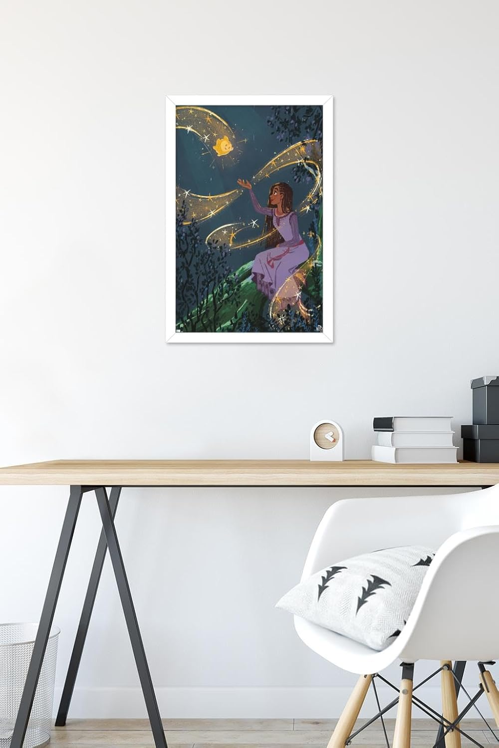 Trends International Disney Wish – Póster de collage 2 (Asha & Star), póster de pared, 14.72 x 22.37 pulgadas, versión enmarcada en blanco