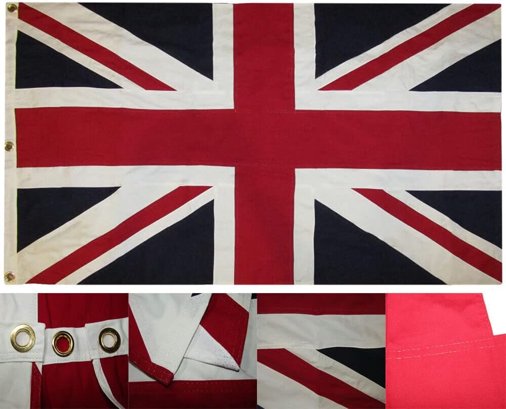 Premium 3×5 Embroidered Kingdom UK England Britain 100% Cotton Flag 3’x5′