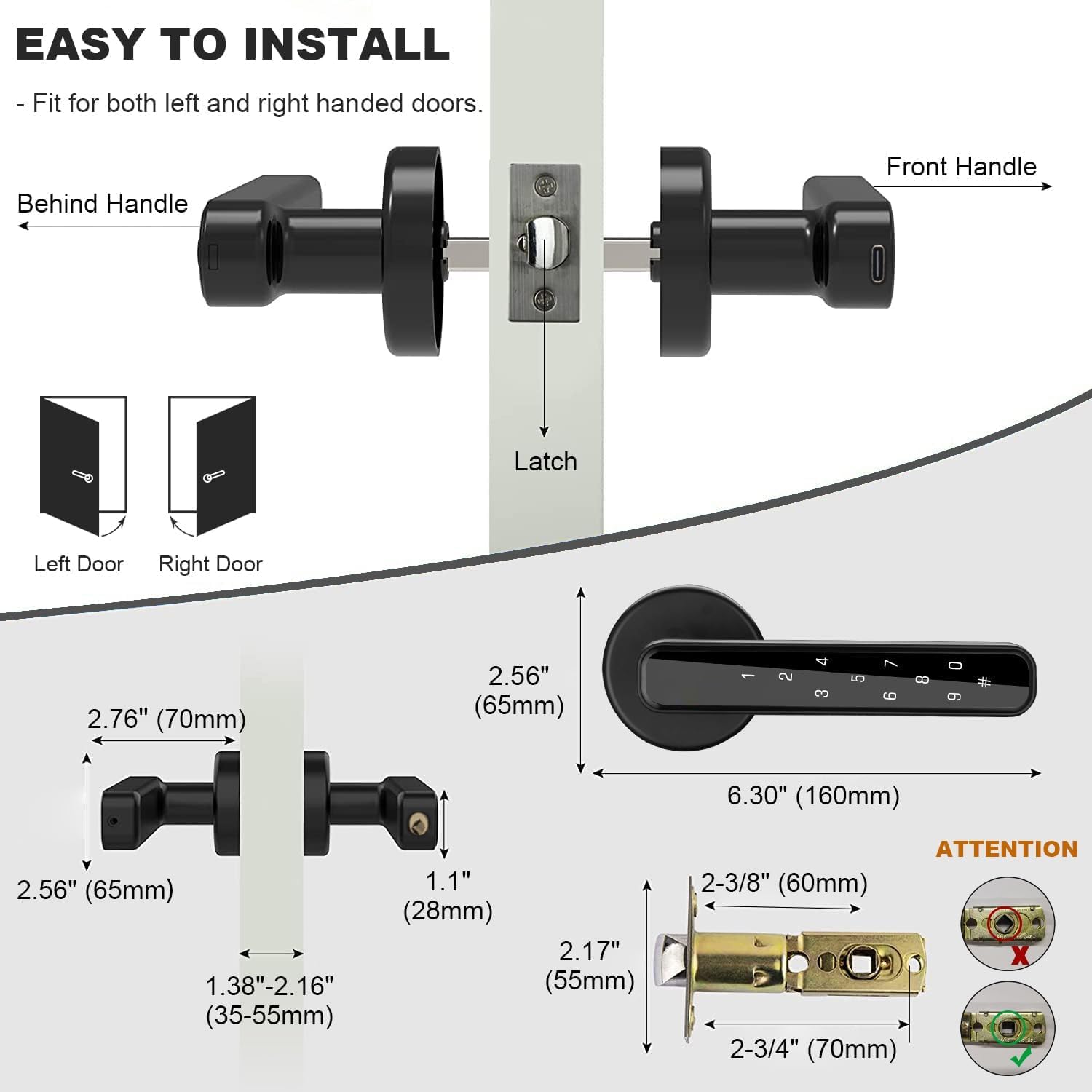 Pomo electrónico inteligente para puerta con aplicación, juego de cerradura de puerta de entrada sin llave con teclados y asa, cerradura de cerrojo