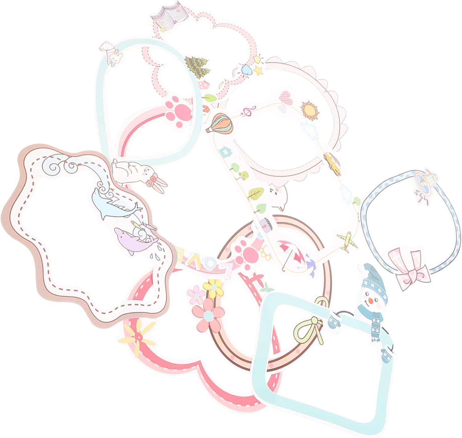 BESTOYARD 40 Pcs Cartoon Photo Frame Stickers Washi Paper Sticker DIY Scrapbook Stickers Scrapbooking Sticker Decorative Stickers for Photo Frame