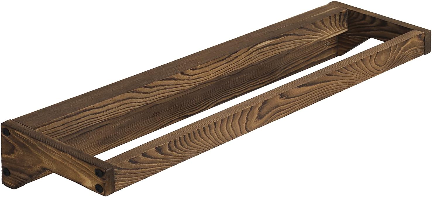 MyGift Juego de 2 zapateros de madera maciza montados en la pared con acabado rústico de madera quemada, soporte colgante para calzado para armario,