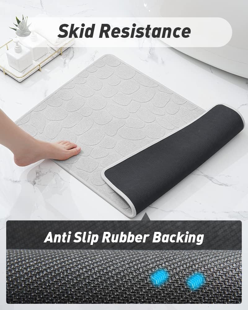 COCOER Tapete de baño antideslizante, súper absorbente, lavable, para baño con parte trasera de goma, tapetes de baño finos para debajo de la