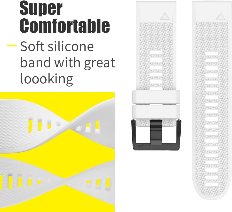 ANCOOL Correa de reloj para Fenix 5Fenix 6Garmin Fenix 7 Band 0.866 in bandas de silicona suave compatibles con Garmin S62 Watch BandFenix 5 PLUS