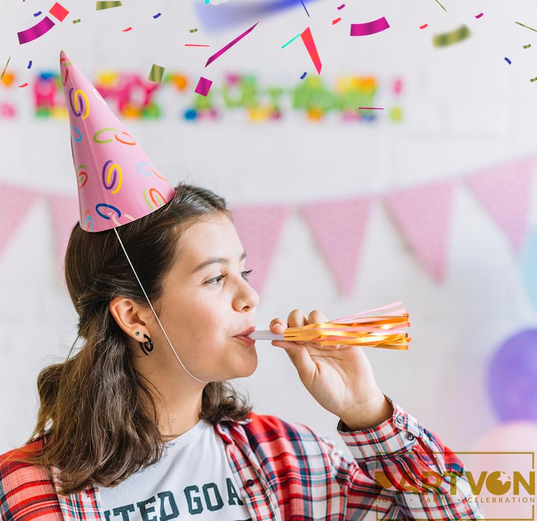 24 piezas de purpurina metálica con flecos, color dorado y rosa, soplador de fiesta con flecos para niños y adultos, cumpleaños, baby shower,