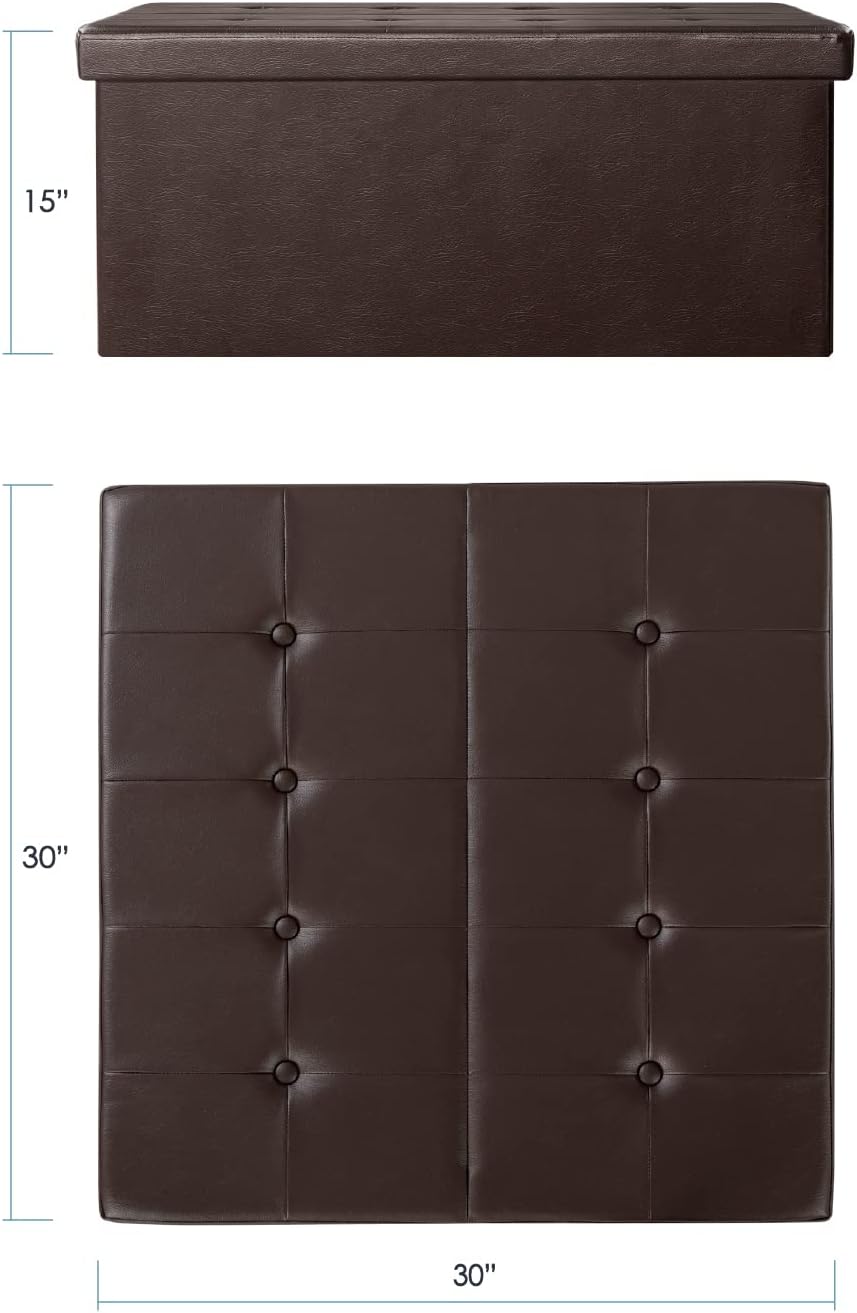 Otto & Ben – Mesa de centro con parte superior de elevación inteligente, plegable, de piel sintética, otomana, reposapiés, cuadrado de 30 pulgadas,