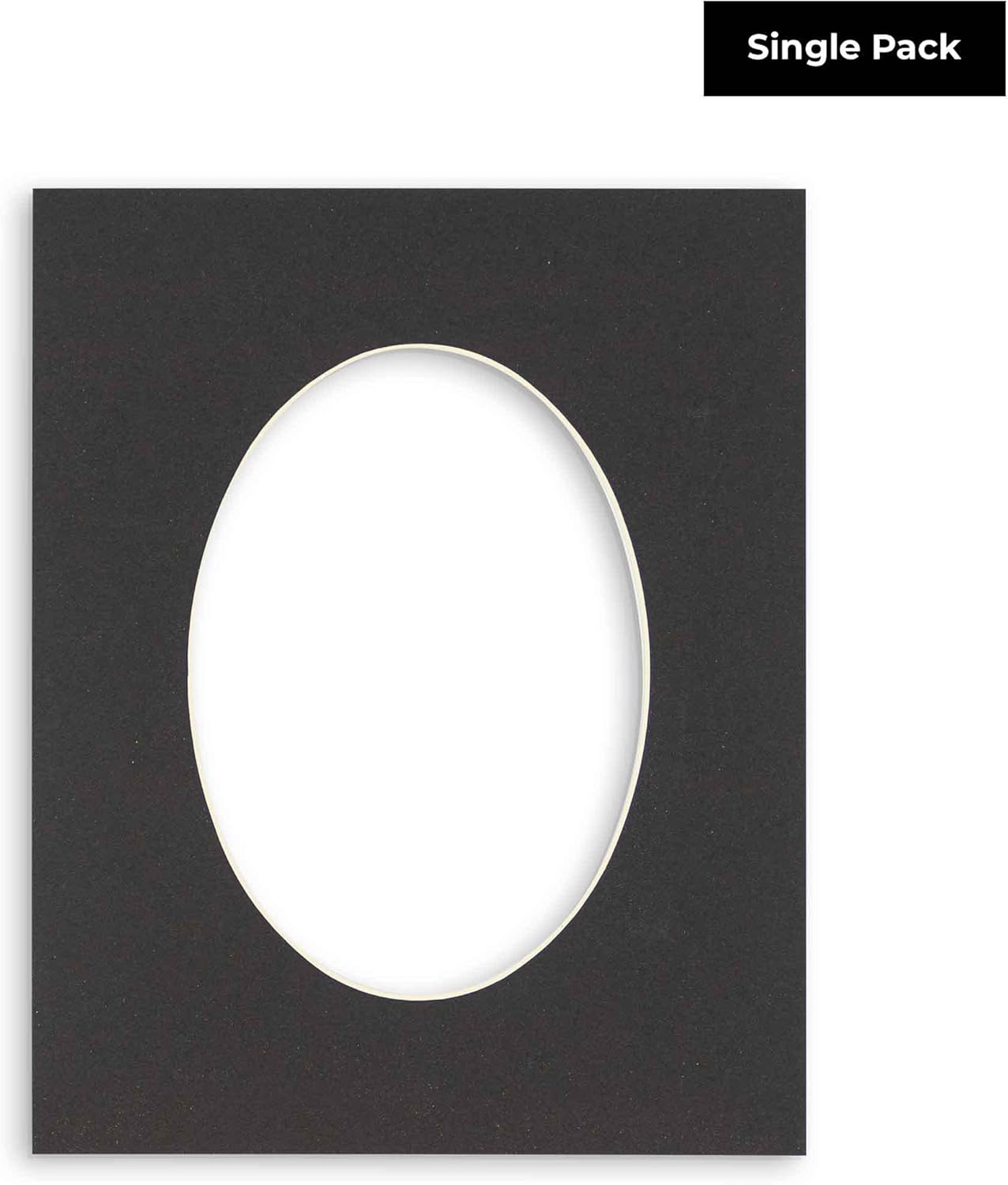 Tapete de 8 x 10 pulgadas, corte biselado para fotos de 5 x 7 pulgadas, apertura de tablero de fotos ovalado negro precortado, sin ácidos, mate para